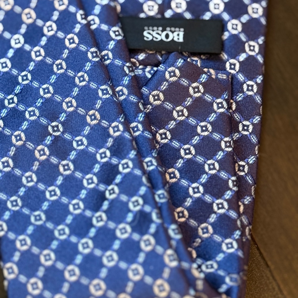 Boss Blue and White Elegant Tie